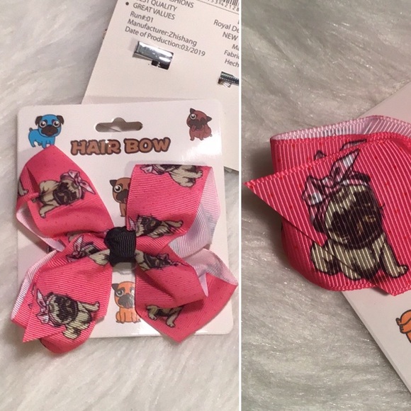 Accessories - Pug - hair bow - pink super cute NWT